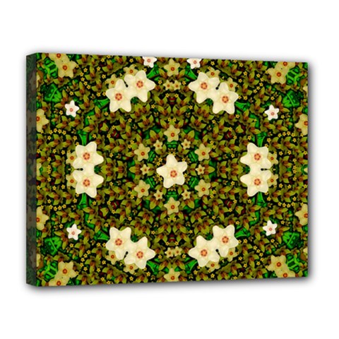 Flower Power And Big Porcelainflowers In Blooming Style Canvas 14  X 11  (stretched) by pepitasart