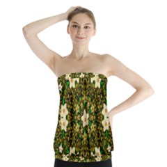 Flower Power And Big Porcelainflowers In Blooming Style Strapless Top by pepitasart