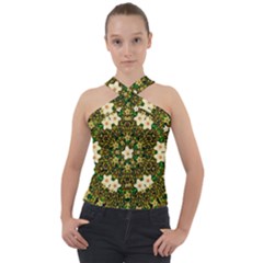 Flower Power And Big Porcelainflowers In Blooming Style Cross Neck Velour Top by pepitasart