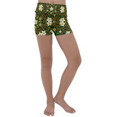 Flower Power And Big Porcelainflowers In Blooming Style Kids  Lightweight Velour Yoga Shorts by pepitasart