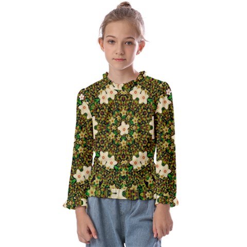 Flower Power And Big Porcelainflowers In Blooming Style Kids  Frill Detail Tee by pepitasart
