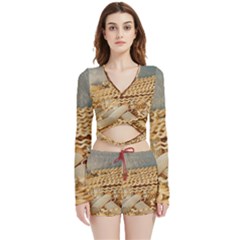 Pasta La Vista, Baby! - Italian Food Velvet Wrap Crop Top And Shorts Set by ConteMonfrey