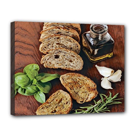 Oil, Basil, Garlic, Bread And Rosemary - Italian Food Canvas 14  X 11  (stretched) by ConteMonfrey