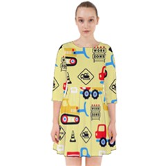 Seamless Pattern Vector Industrial Vehicle Cartoon Smock Dress by Jancukart