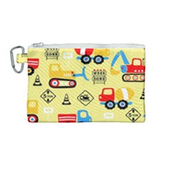 Seamless Pattern Vector Industrial Vehicle Cartoon Canvas Cosmetic Bag (medium) by Jancukart