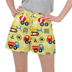 Seamless Pattern Vector Industrial Vehicle Cartoon Ripstop Shorts by Jancukart