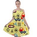 Seamless pattern vector industrial vehicle cartoon Cut Out Shoulders Chiffon Dress View1