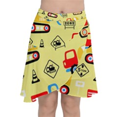 Seamless Pattern Vector Industrial Vehicle Cartoon Chiffon Wrap Front Skirt by Jancukart