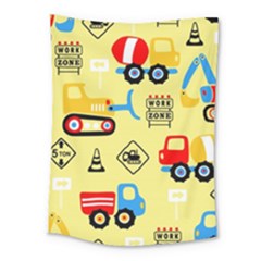 Seamless Pattern Vector Industrial Vehicle Cartoon Medium Tapestry by Jancukart