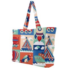 Toy Transport Cartoon Seamless-pattern-with-airplane-aerostat-sail Yacht Vector Illustration Simple Shoulder Bag