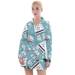 Cute Seamless Pattern With Rocket Planets-stars Women s Long Sleeve Casual Dress by BangZart