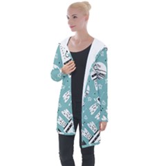 Cute Seamless Pattern With Rocket Planets-stars Longline Hooded Cardigan by BangZart