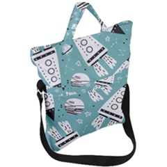 Cute Seamless Pattern With Rocket Planets-stars Fold Over Handle Tote Bag