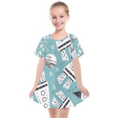 Cute Seamless Pattern With Rocket Planets-stars Kids  Smock Dress