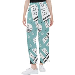 Cute Seamless Pattern With Rocket Planets-stars Women s Pants 