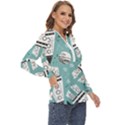 Cute seamless pattern with rocket planets-stars Zip Up Long Sleeve Blouse View3