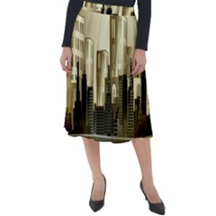 Architecture City House Classic Velour Midi Skirt  by Jancukart