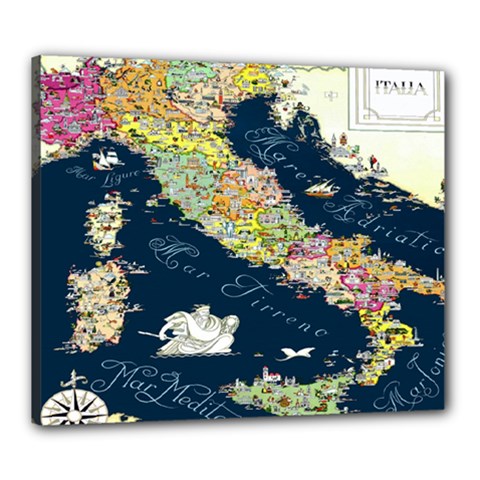 Map Italy Blue Canvas 24  X 20  (stretched) by ConteMonfrey