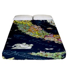 Map Italy Blue Fitted Sheet (california King Size) by ConteMonfrey