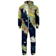 Map Italy Blue Hooded Jumpsuit (Men)