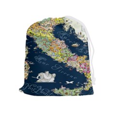 Map Italy Blue Drawstring Pouch (xl)