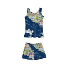 Map Italy Blue Kids  Boyleg Swimsuit