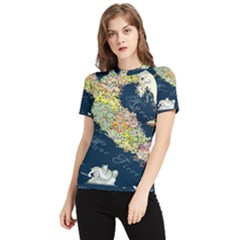 Map Italy Blue Women s Short Sleeve Rash Guard by ConteMonfrey