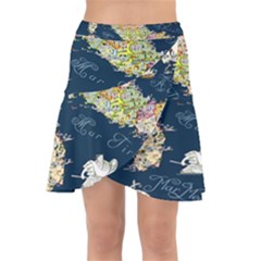 Map Italy Blue Wrap Front Skirt by ConteMonfrey