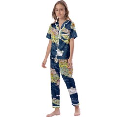 Map Italy Blue Kids  Satin Short Sleeve Pajamas Set by ConteMonfrey