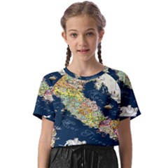 Map Italy Blue Kids  Basic Tee by ConteMonfrey