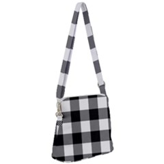 Black And White Plaided  Zipper Messenger Bag by ConteMonfrey