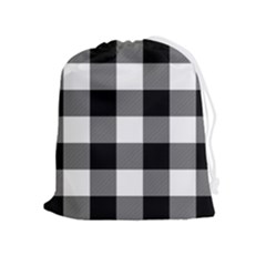 Black And White Plaided  Drawstring Pouch (xl)