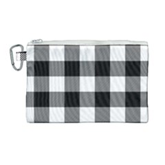 Black And White Plaided  Canvas Cosmetic Bag (large) by ConteMonfrey