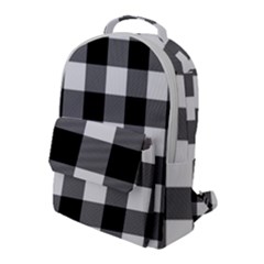 Black And White Plaided  Flap Pocket Backpack (large)