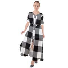 Black And White Plaided  Waist Tie Boho Maxi Dress by ConteMonfrey