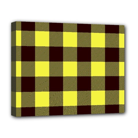 Black And Yellow Big Plaids Deluxe Canvas 20  X 16  (stretched) by ConteMonfrey