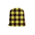 Black and yellow big plaids Drawstring Pouch (Medium) View1