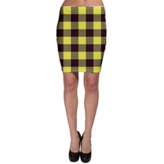 Black And Yellow Big Plaids Bodycon Skirt