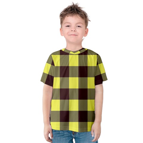 Black And Yellow Big Plaids Kids  Cotton Tee by ConteMonfrey