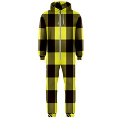 Black And Yellow Big Plaids Hooded Jumpsuit (men)