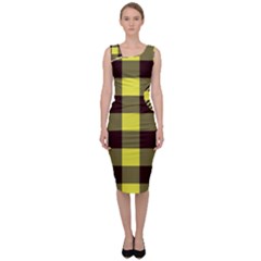 Black And Yellow Big Plaids Sleeveless Pencil Dress