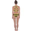 Black and yellow big plaids Cross Back Hipster Bikini Set View2