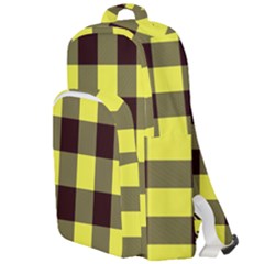 Black And Yellow Big Plaids Double Compartment Backpack