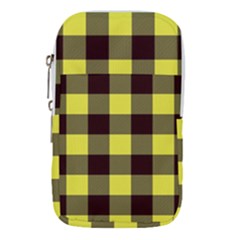 Black And Yellow Big Plaids Waist Pouch (small)