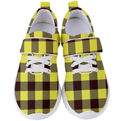 Black And Yellow Big Plaids Women s Velcro Strap Shoes