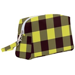 Black And Yellow Big Plaids Wristlet Pouch Bag (large)