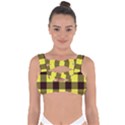 Black and yellow big plaids Bandaged Up Bikini Top View1