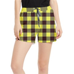 Black And Yellow Big Plaids Women s Runner Shorts by ConteMonfrey