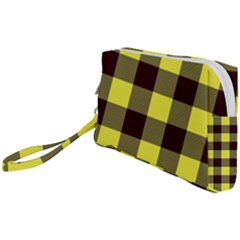 Black And Yellow Big Plaids Wristlet Pouch Bag (small)