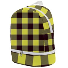 Black And Yellow Big Plaids Zip Bottom Backpack